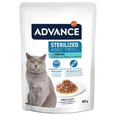 Advance Sterilized Adult - Alimentação húmida para gatos adultos esterilizados - Sabor a bacalhau