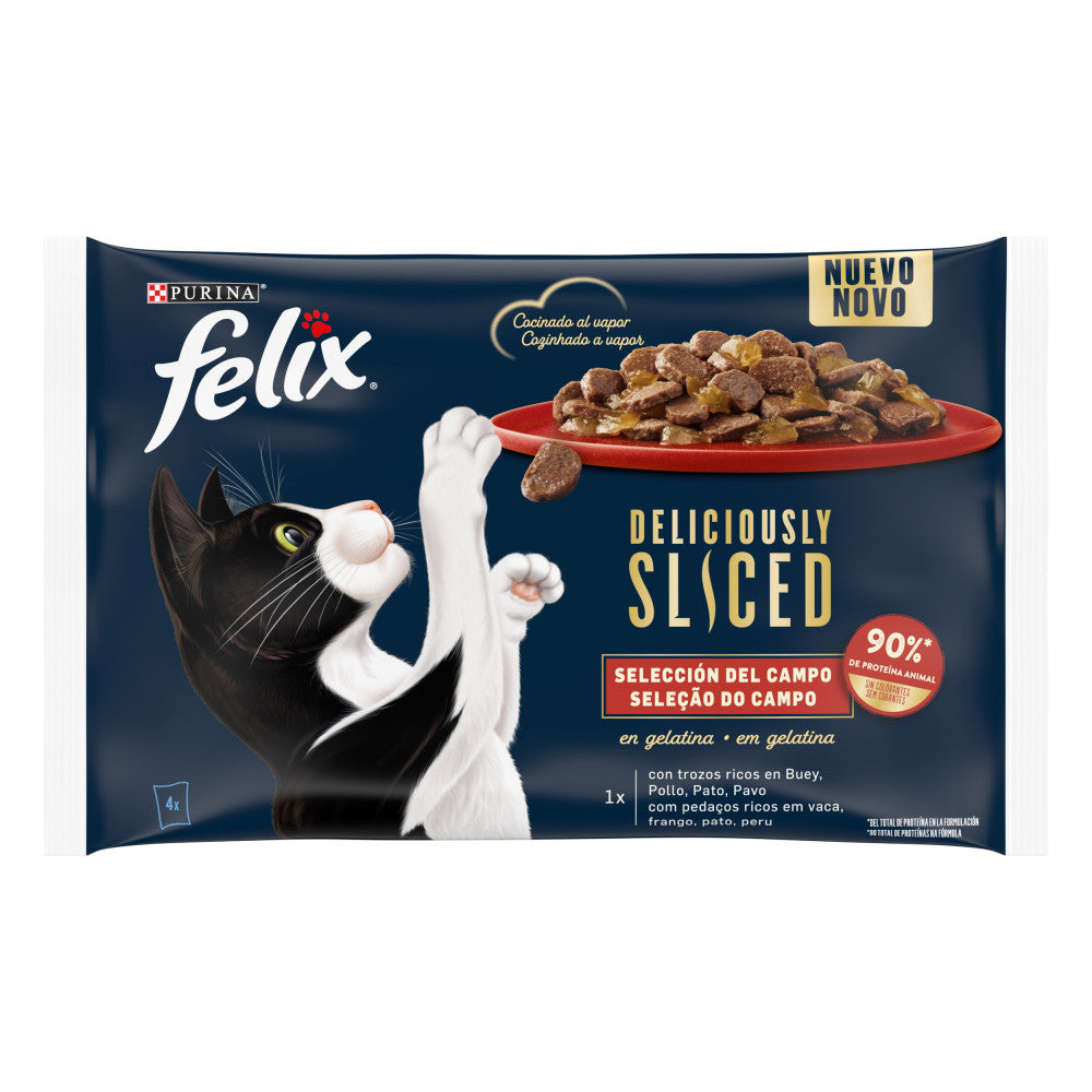 Felix Deliciously Sliced - Alimento em gelatina para gatos - Seleção de carnes