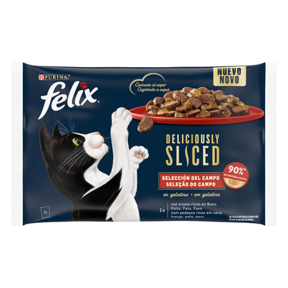 Felix Deliciously Sliced - Alimento em gelatina para gatos - Seleção de carnes