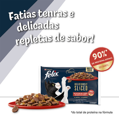 Felix Deliciously Sliced - Alimento em gelatina para gatos - Seleção de carnes