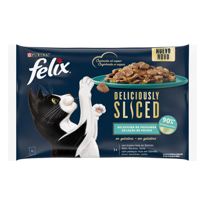 Felix Deliciously Sliced - Alimento em gelatina para gatos - Seleção de peixes