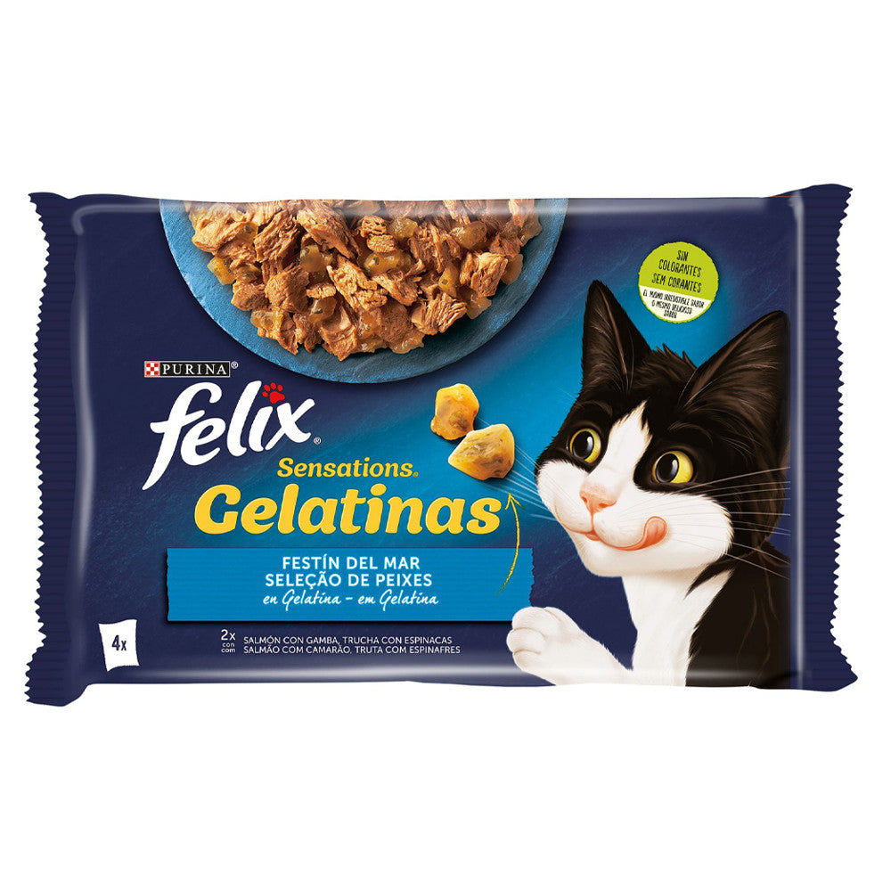 Felix Sensations - Alimento em geleia para gatos - Seleção de peixes