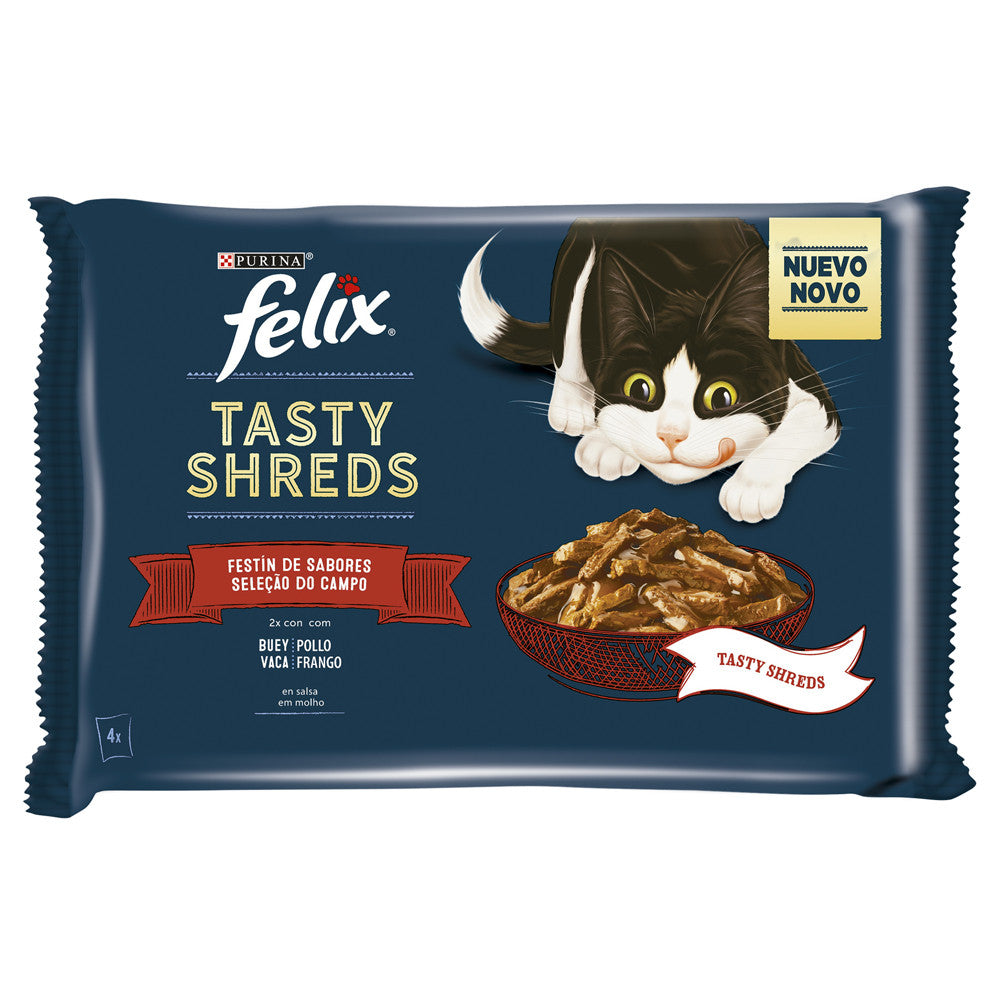 Felix Tasty Shreds - Alimento em molho para gatos - Seleção do Campo