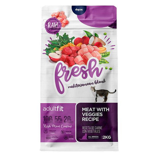 Fresh Mediterranean Blend Adult Fit - Ração seca para gato adulto - Carnes e vegetais