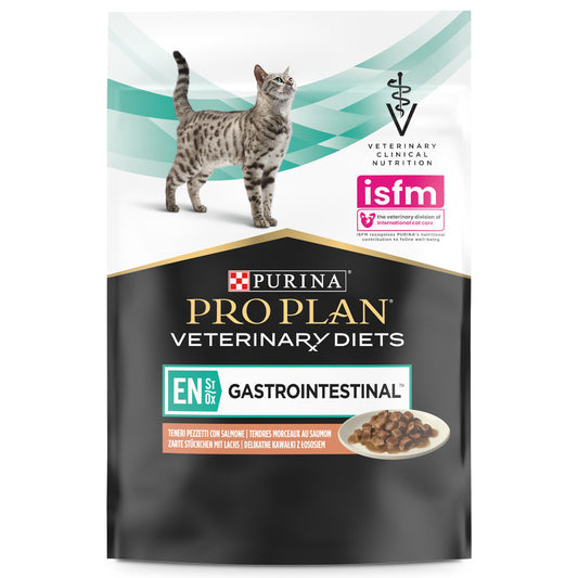 Pro Plan Veterinary Diet Gastrointestinal - Alimento em molho para gatos com problemas intestinais - Salmão