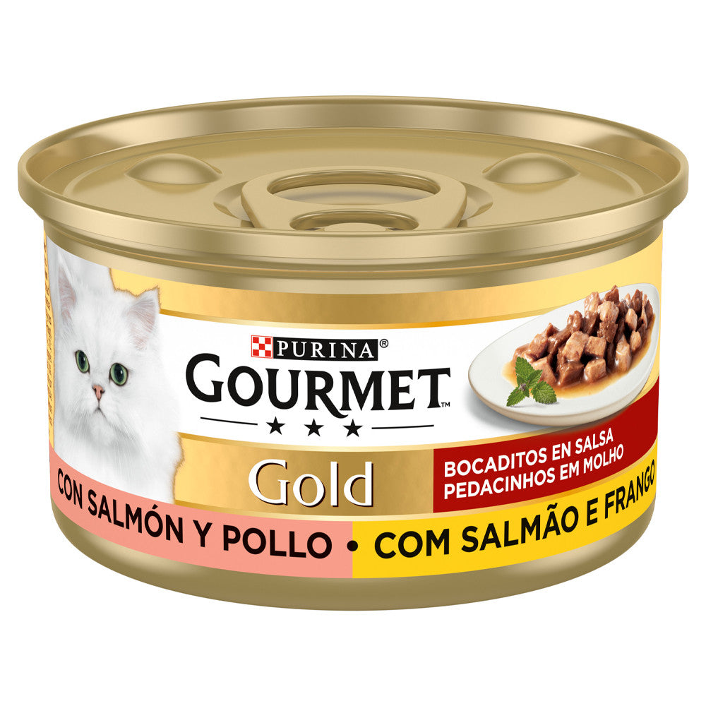 Gourmet Gold Pedacinhos em molho - Alimento para gatos - Salmão e frango
