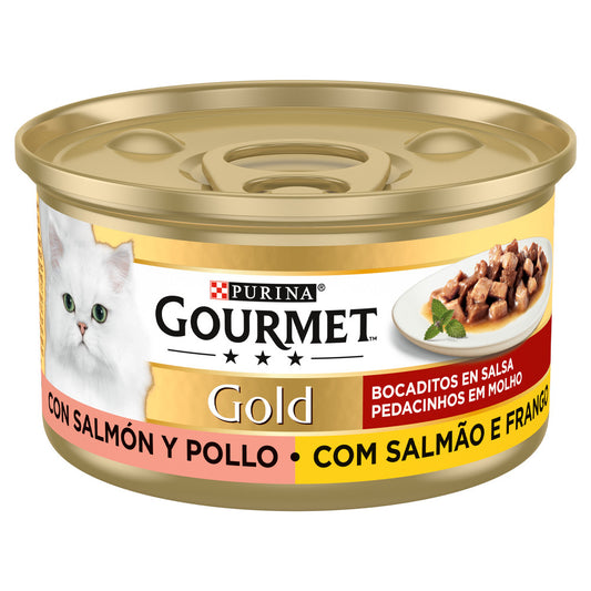Gourmet Gold Pedacinhos em molho - Alimento para gatos - Salmão e frango