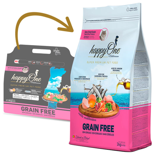 HappyOne Mediterraneum Gato Esterilizado - Ração seca para gato esterilizado - Sabor a Sardinha