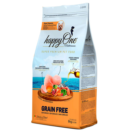 HappyOne Mediterraneum Raças Pequenas - Ração seca para cão adulto de porte pequeno - Sabor a Aves