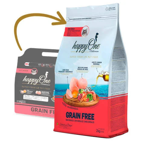 HappyOne Mediterraneum Sénior - Ração seca para gatos sénior sem cereais - Sabor a Frango