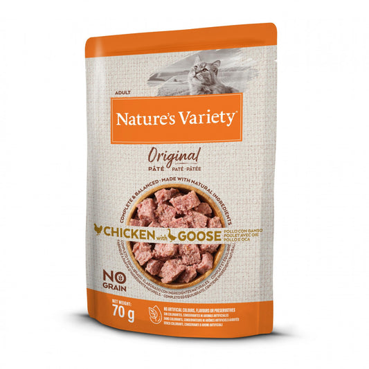 Nature's Variety Patê No Grain - Alimento húmido em paté para gatos adultos - Sabor a Frango e Ganso sem cereais