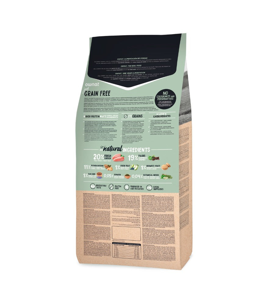 Ownat Just Grain Free Cão Adulto - Ração seca para cão adulto - Sabor a Frango