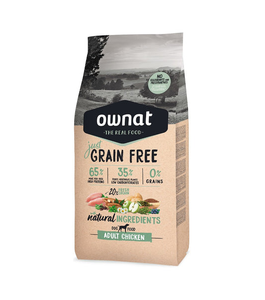 Ownat Just Grain Free Cão Adulto - Ração seca para cão adulto - Sabor a Frango