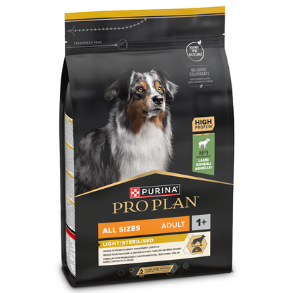 Pro Plan All Size Light & Sterilised Adult - Ração seca para cão adulto para controlar o peso - Sabor a Borrego