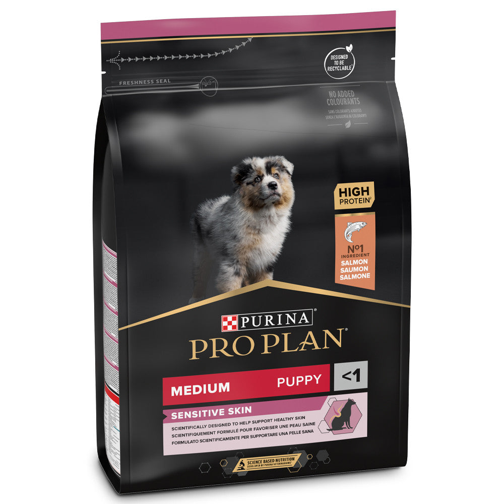 Pro Plan Sensitive Skin Medium Puppy - Ração seca para cachorro de porte médio - Sabor a Salmão