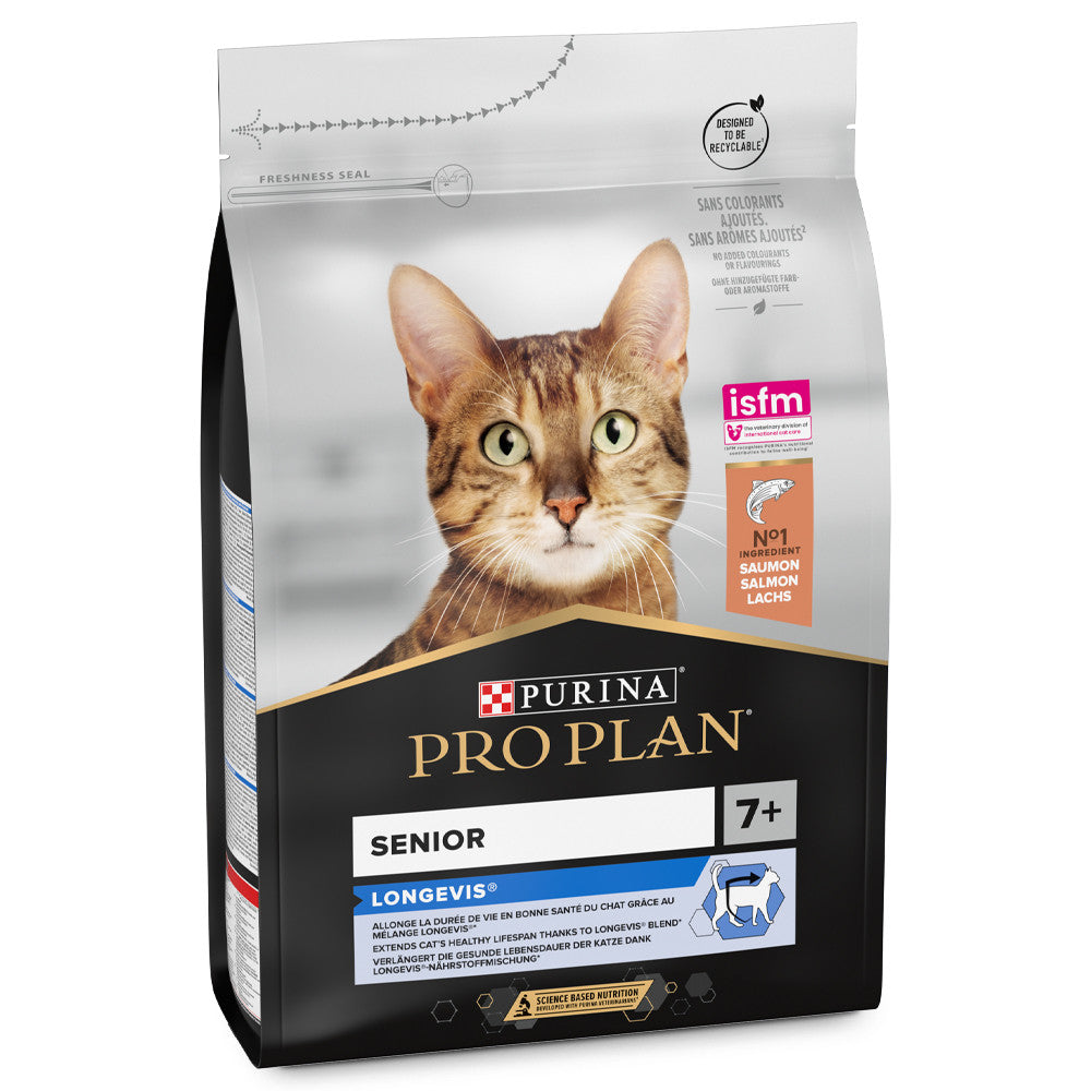 Pro Plan Senior Longevis 7+ - Ração seca para gato senior com mais de 7 anos - Sabor a salmão
