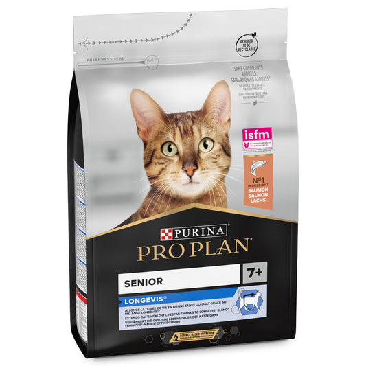 Pro Plan Senior Longevis 7+ - Ração seca para gato senior com mais de 7 anos - Sabor a salmão