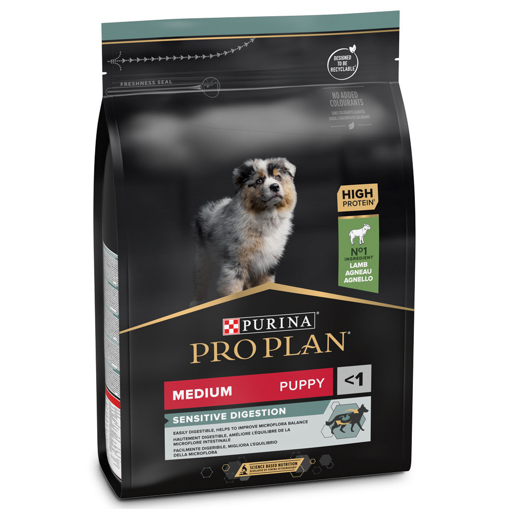 Pro Plan Sensitive Digestion Medium Puppy - Ração seca para cachorro de porte médio - Sabor a Borrego