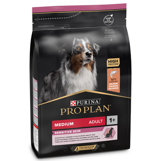 Pro Plan Sensitive Skin Medium Adult - Ração seca para cão médio adulto - Sabor a salmão
