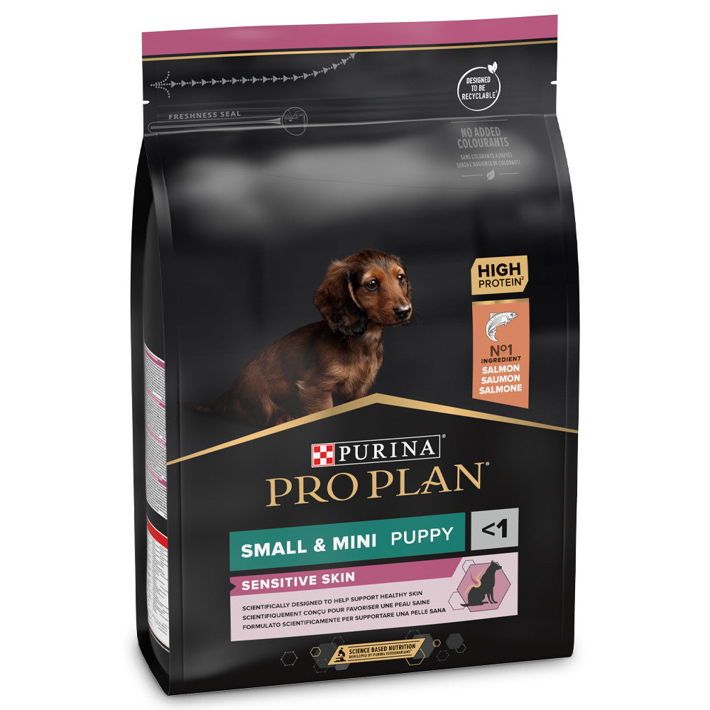 Pro Plan Sensitive Skin Small & Mini Puppy - Ração seca para cachorro de porte pequeno - Sabor a Salmão
