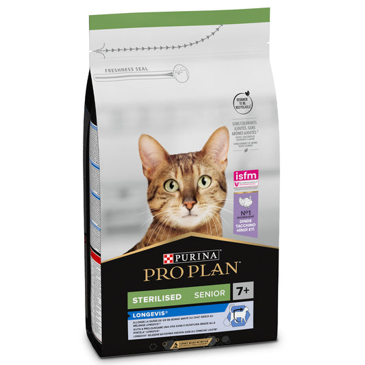 Pro Plan Sterilised Senior Longevis 7+ - Ração seca para gatos esterilizados com mais de 7 anos - Sabor a Peru