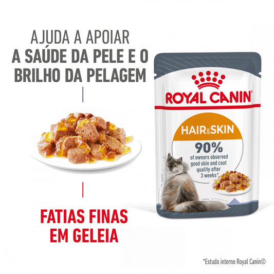 Royal Canin Hair & Skin - Alimento húmido em geleia para gatos com sensibilidades da pele e do pelo