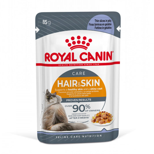 Royal Canin Hair & Skin - Alimento húmido em geleia para gatos com sensibilidades da pele e do pelo