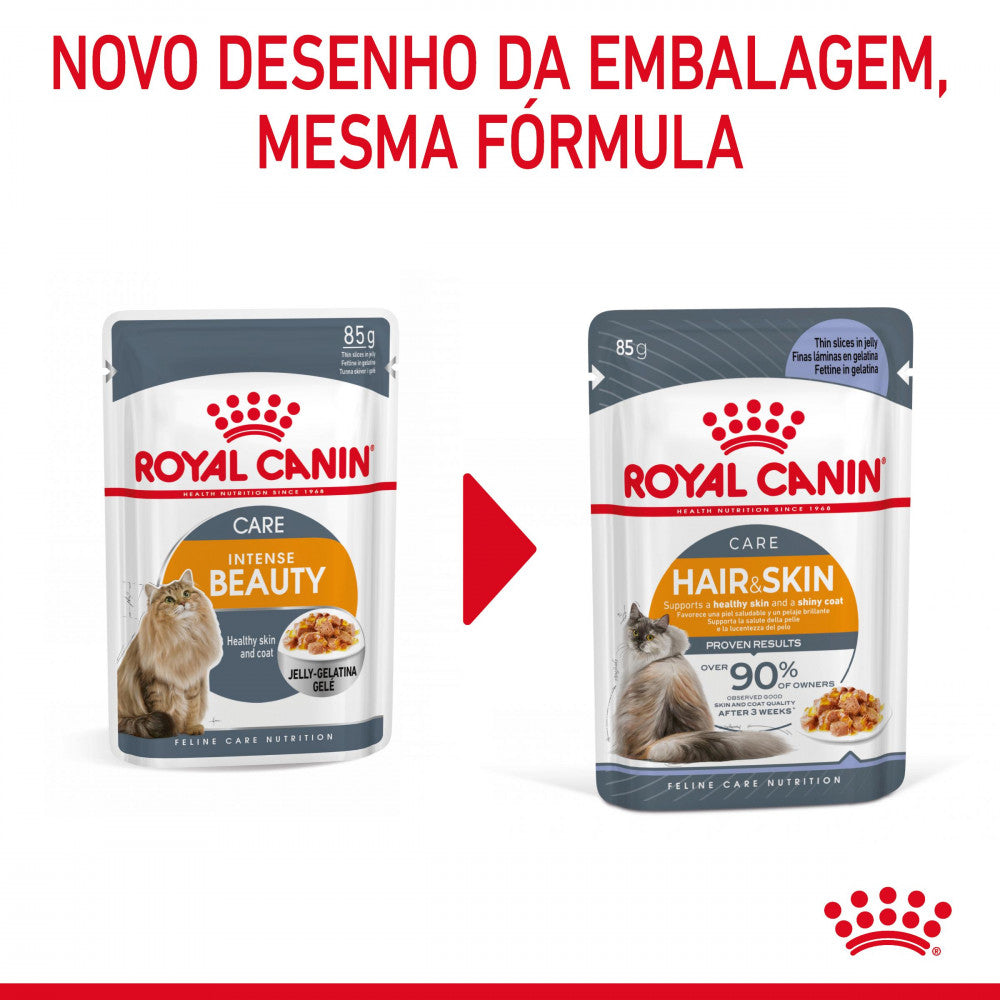 Royal Canin Hair & Skin - Alimento húmido em geleia para gatos com sensibilidades da pele e do pelo