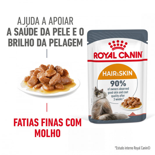 Royal Canin Hair & Skin  - Alimento húmido em molho para gatos com sensibilidades da pele e do pelo
