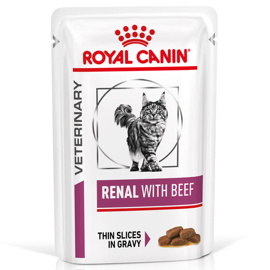 Royal Canin VET Renal - Alimento húmido para gatos com doença renal - Sabor a Vaca