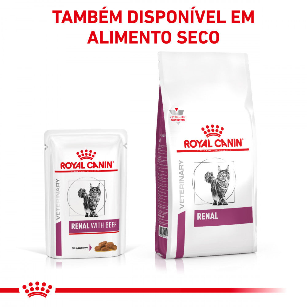 Royal Canin VET Renal - Alimento húmido para gatos com doença renal - Sabor a Vaca
