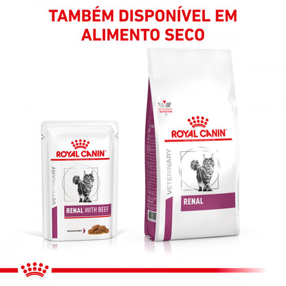 Royal Canin VET Renal - Alimento húmido para gatos com doença renal - Sabor a Vaca
