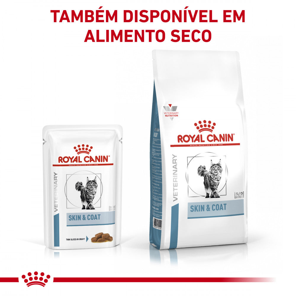 Royal Canin VET Skin & Coat - Alimento húmido para gatos com dermatite e queda de pelo