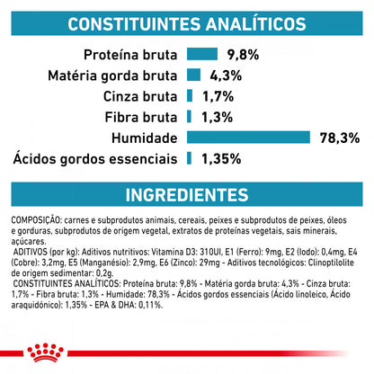 Royal Canin VET Skin & Coat - Alimento húmido para gatos com dermatite e queda de pelo