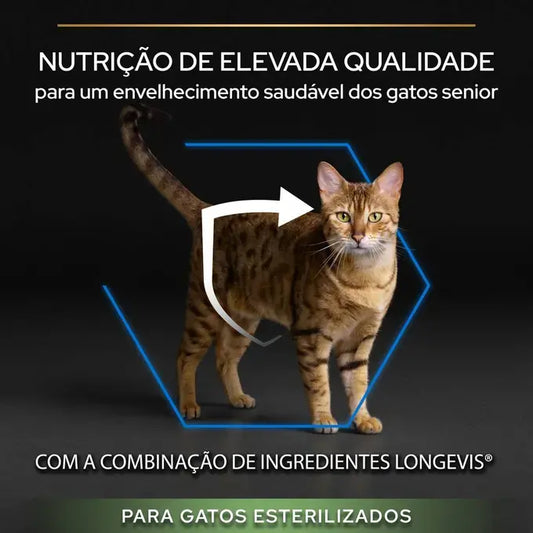 Pro Plan Sterilised Senior 7+ Longevis - Ração seca para gatos esterilizados com mais de 7 anos - Sabor a peru
