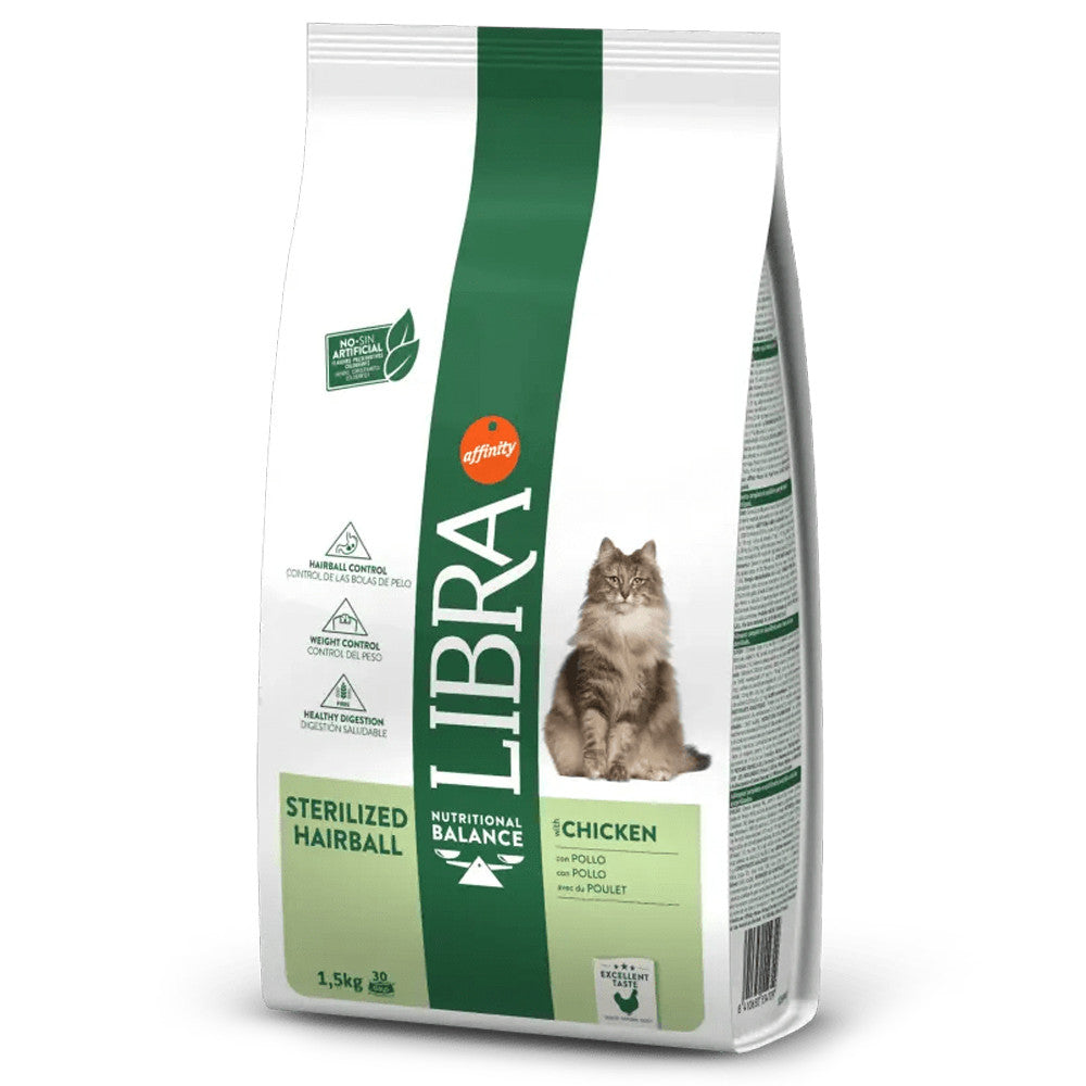 Libra Sterilized Hairball - Ração seca para gatos esterilizados - Sabor a Frango