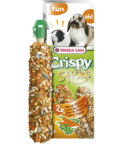 Versele Laga Crispy Sticks - Petisco para coelhos e porquinhos-da-india - Cenoura e Salsa