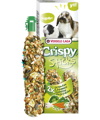 Versele Laga Crispy Sticks - Petisco para coelhos e porquinhos-da-índia - Vegetais