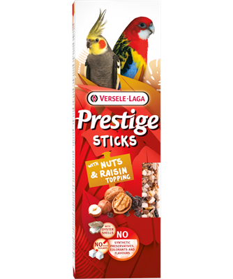 Versele Laga Prestige Sticks com nozes e passas para grandes periquitos e papagaios