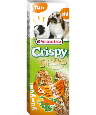Versele Laga Crispy Sticks - Petisco para coelhos e porquinhos-da-india - Cenoura e Salsa