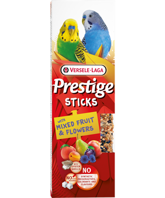 Versele Laga Prestige Sticks com frutos mistos e flores para periquitos