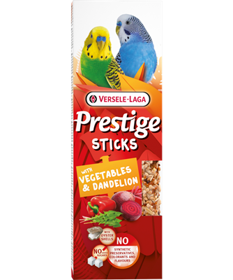 Versele Laga Prestige Sticks com vegetais e dente-de-leão para periquitos