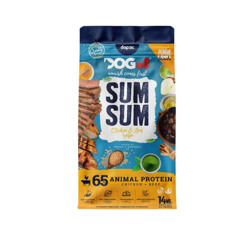 Sum Sum Senior Light - Alimento premium para cães senior ou com excesso de peso- Frango e Beef