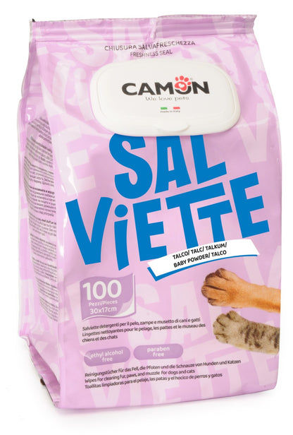 Camon - Toalhitas para cães e gatos - Talco