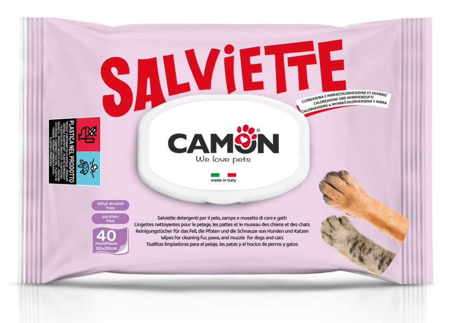 Camon - Toalhitas para cães e gatos - Clorexidina e mirra