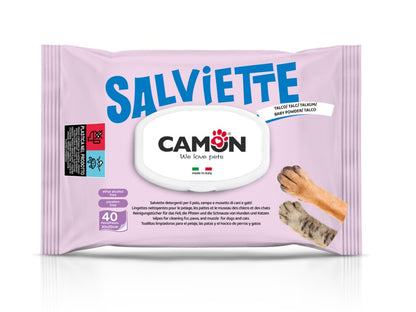 Camon - Toalhitas para cães e gatos - Talco