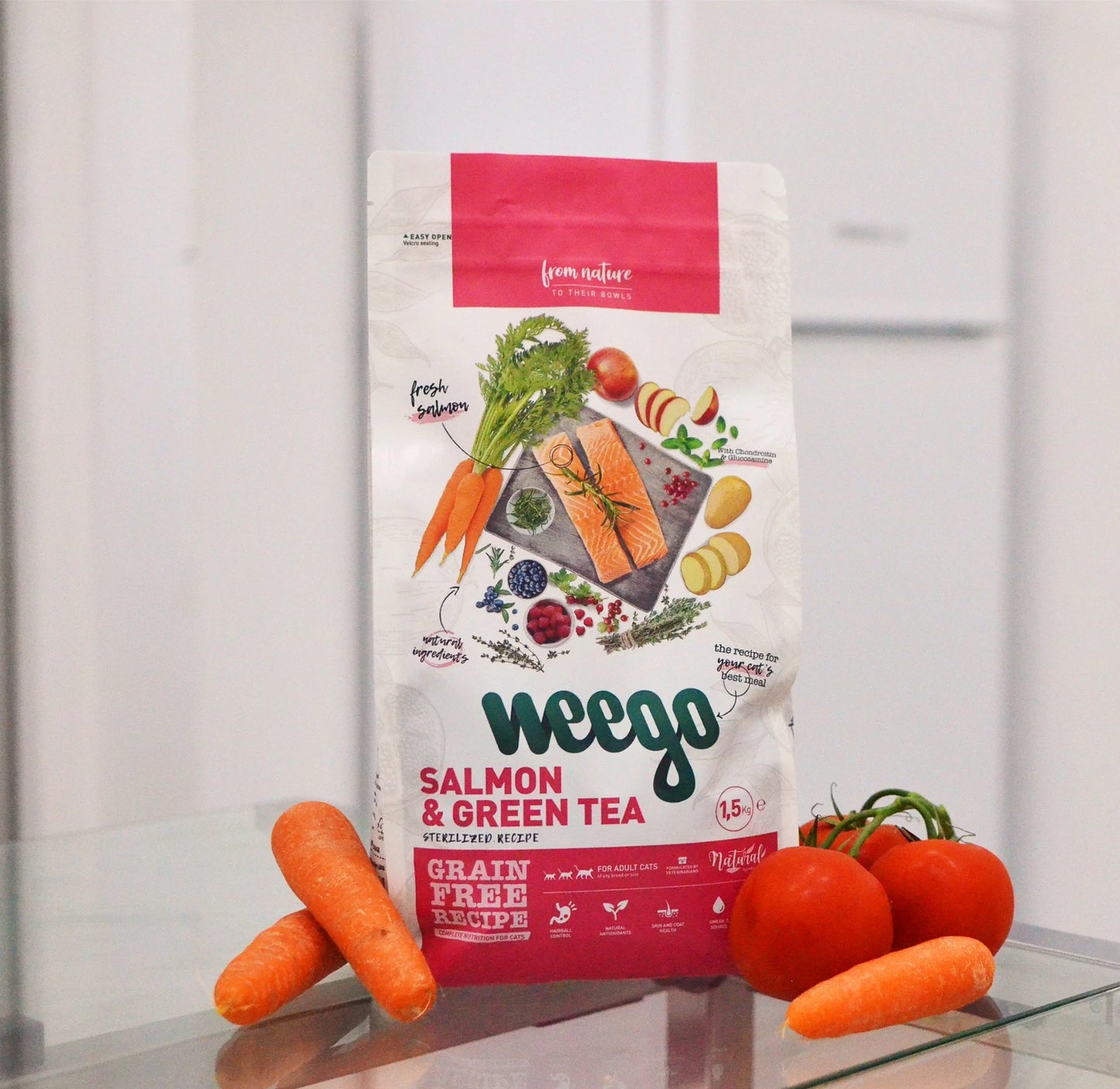 Weego Salmão e Chá Verde - Gatos Adultos Esterilizados