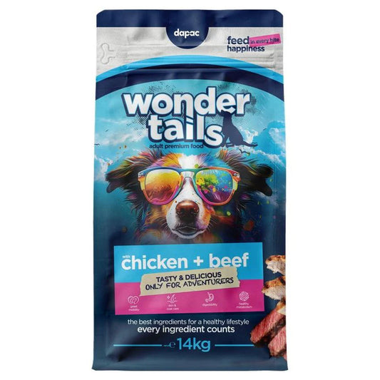 Wonder Tails - Ração seca para cão adulto - Frango e Beef