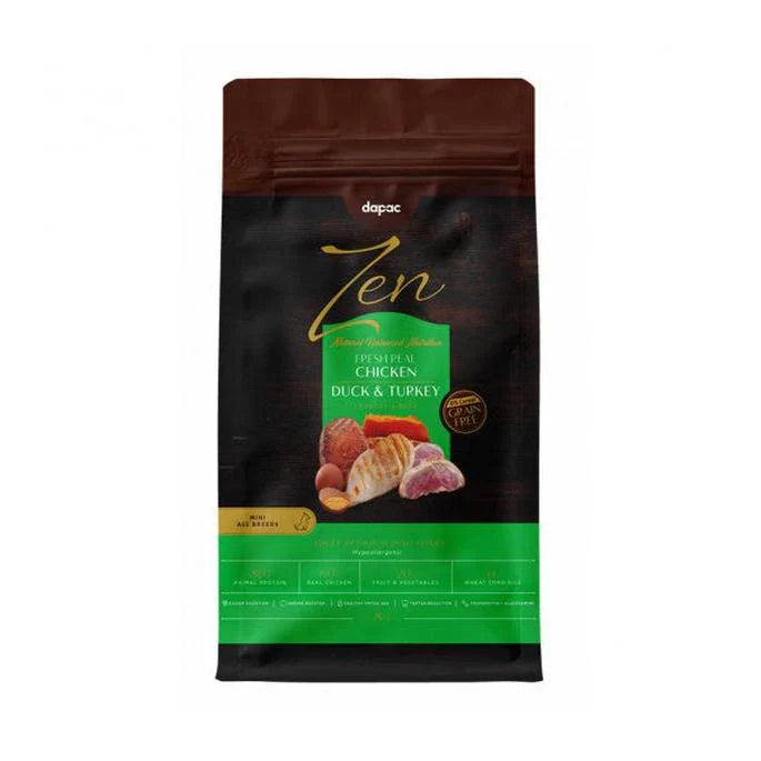 Zen Grain Free Mini Adult - Ração seca sem cereais para cão de porte pequeno - Frango, pato e peru