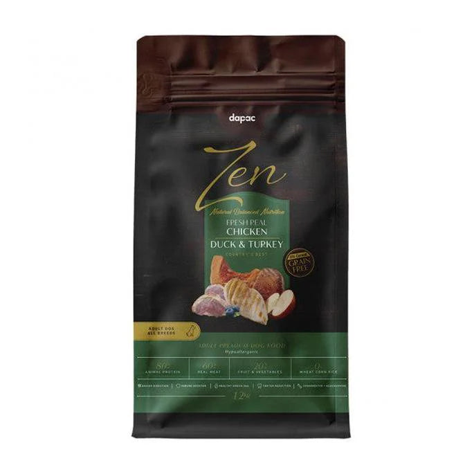 Zen Grain Free Adult - Ração seca sem cereais para cão adulto - Frango, Peru e Pato